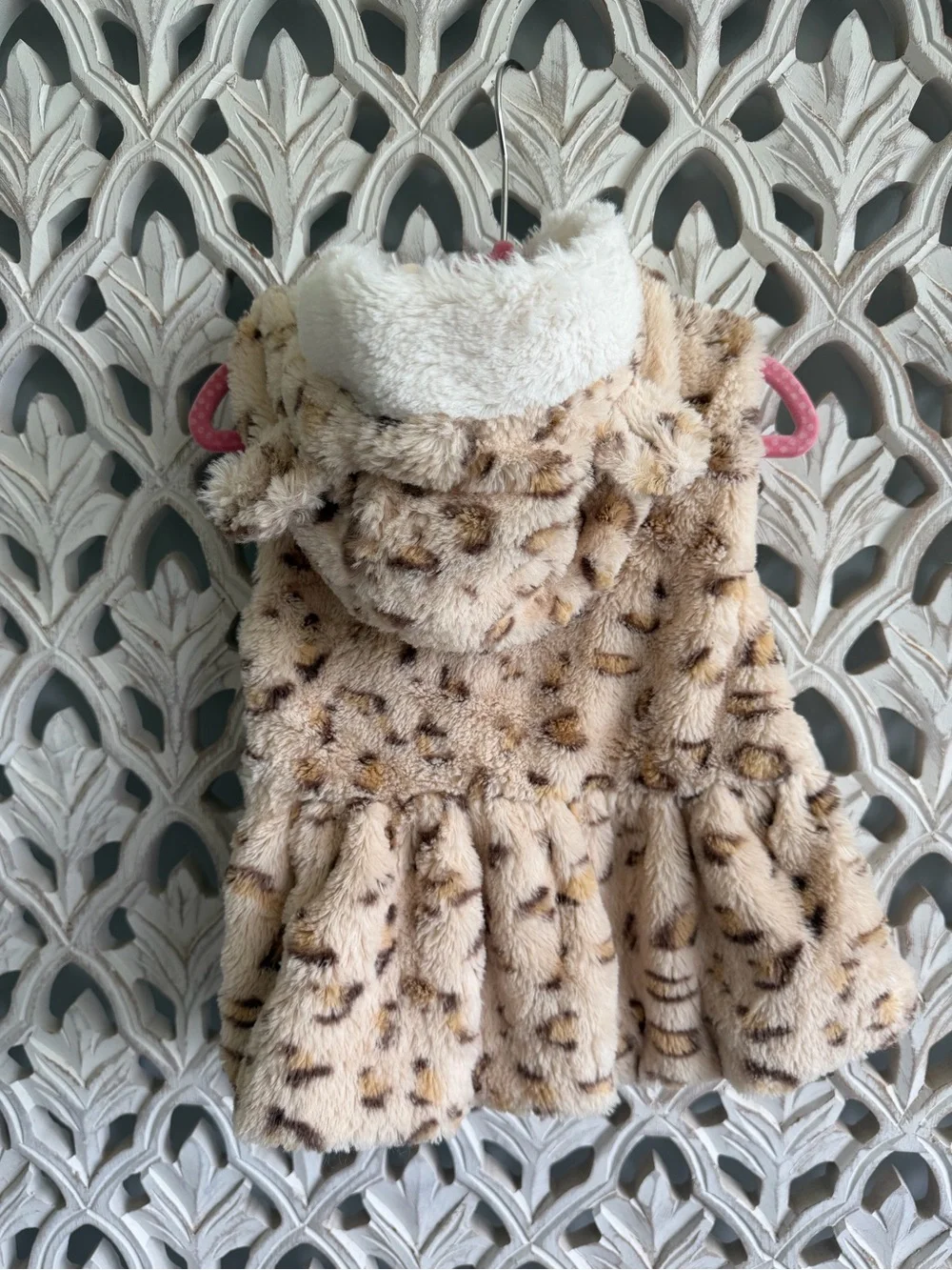 Little Lass Faux Fur Hooded Vest, 2T